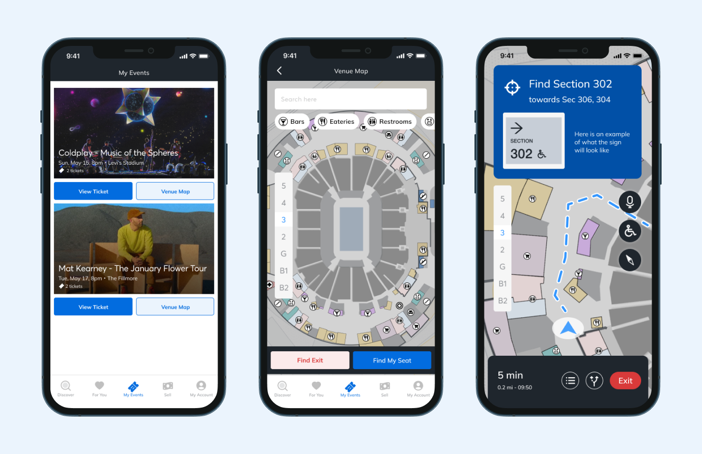 Ticketmaster Wayfinding Key Screens