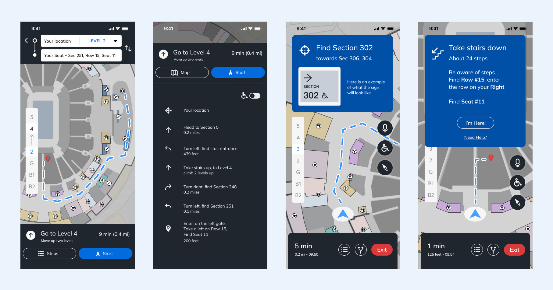 Ticketmaster Wayfinding Navigation Screens